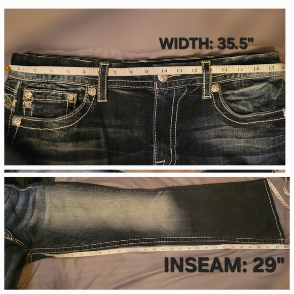 Miss Me, Rhinestone Back Pocket Bling Bootcut Jeans, Size 32, Inseam Approx. 29" - Picture 5 of 8